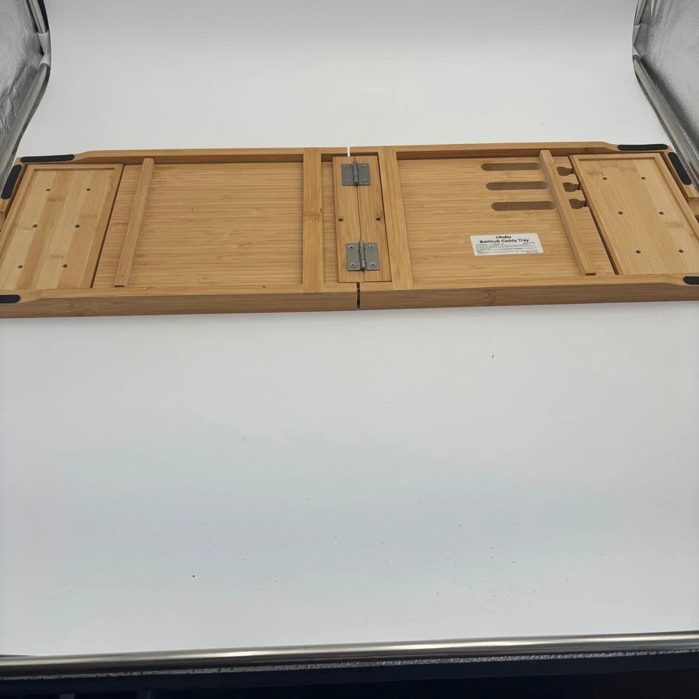 Ohuhu Bathtub Caddy Tray Unisex OS Brown Excellent Bamboo Extendable Foldable